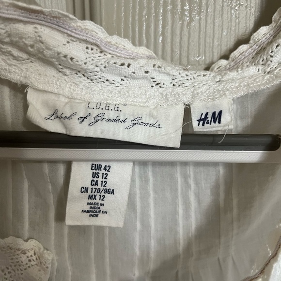H&M+ Sleeveless White Cotton Lace Top L - Picture 5 of 6